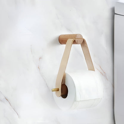 Leatherette and Oak Toilet Paper Holder