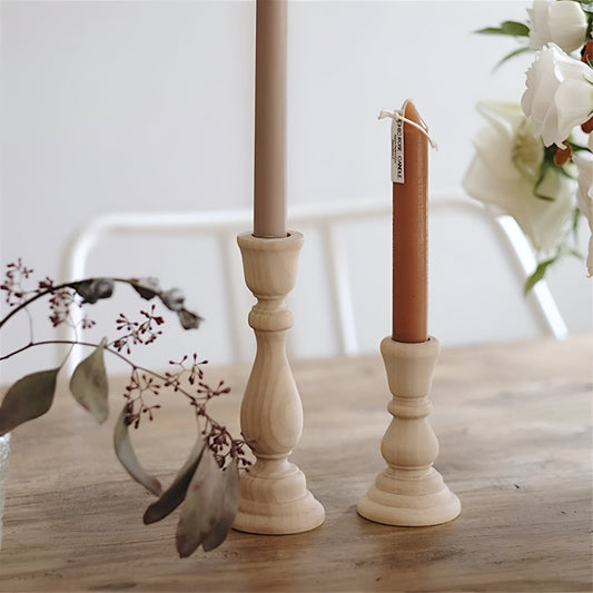 Classic Wooden Taper Candle Holders