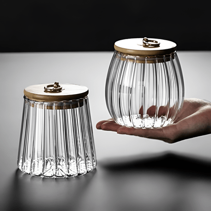  Charm Ripple Glass Storage Jars with Lid