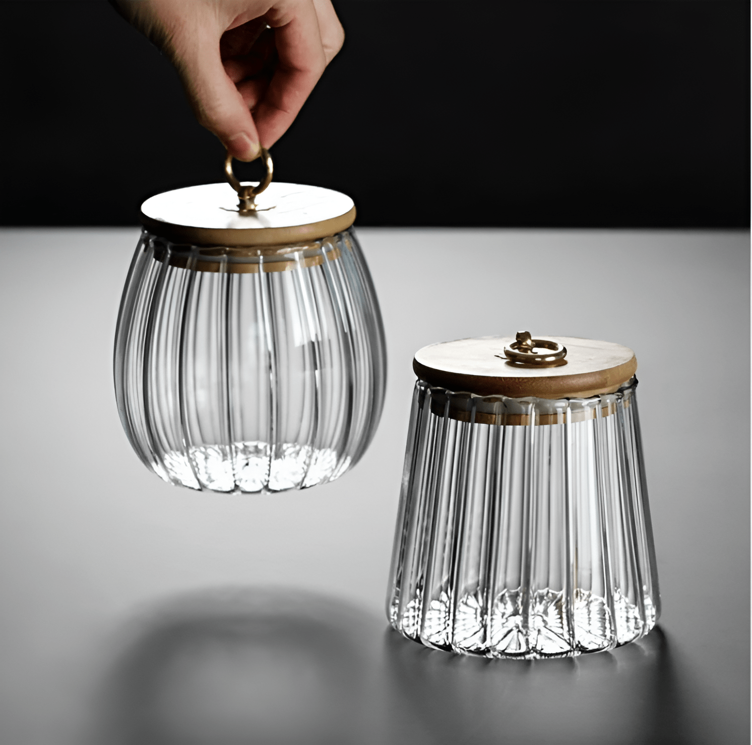  Charm Ripple Glass Storage Jars with Lid