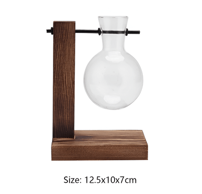 Glass Propagation Vase with Vertical Wooden Stand