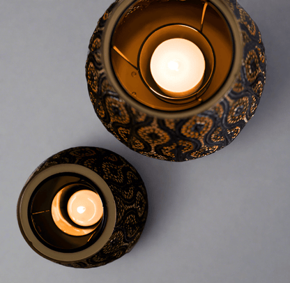  Retro Black Gold Iron Candle Holder