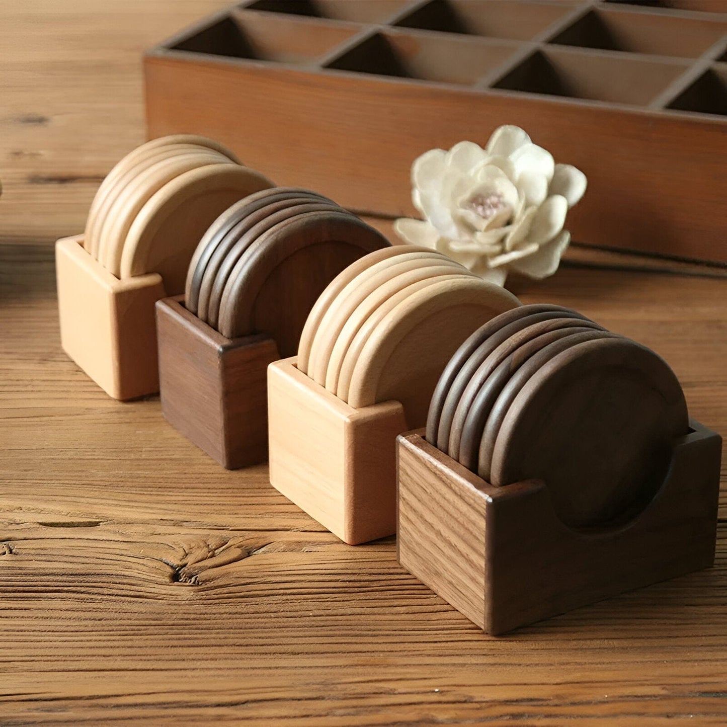 Pine Wood Coasters 6-Piece Set