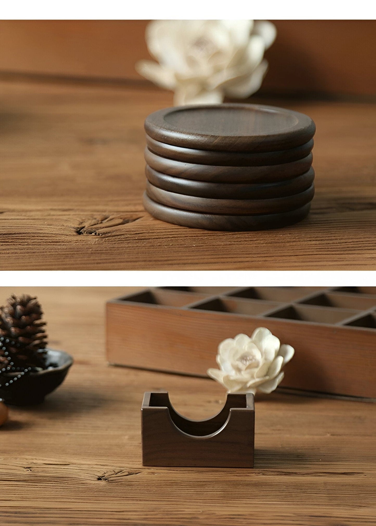 Pine Wood Coasters 6-Piece Set