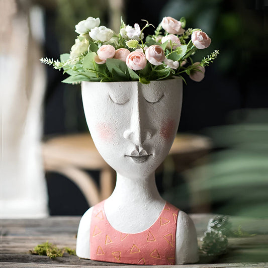 Face Figurine Sculpture Planter