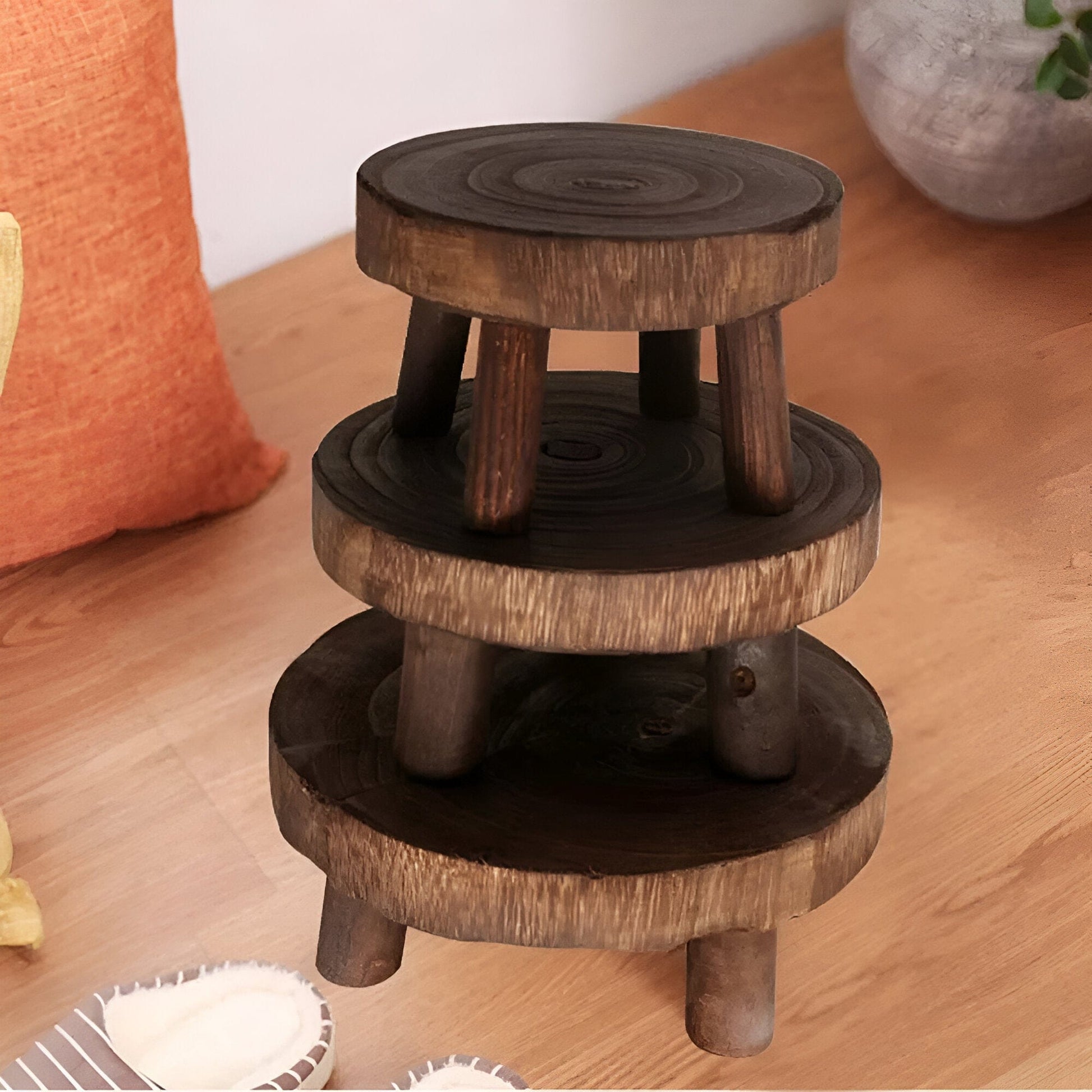 Wooden Plant Stand Stool