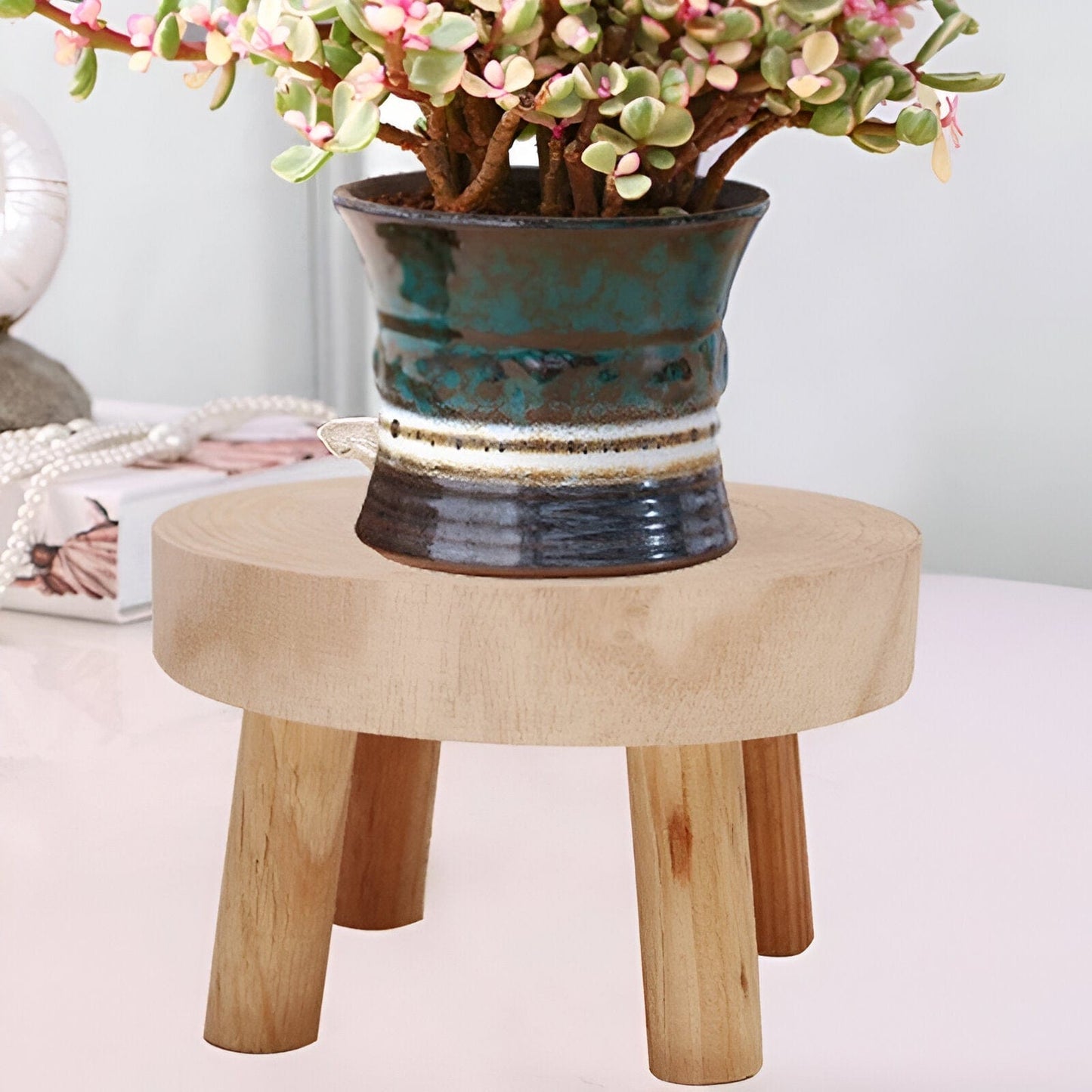 Wooden Plant Stand Stool