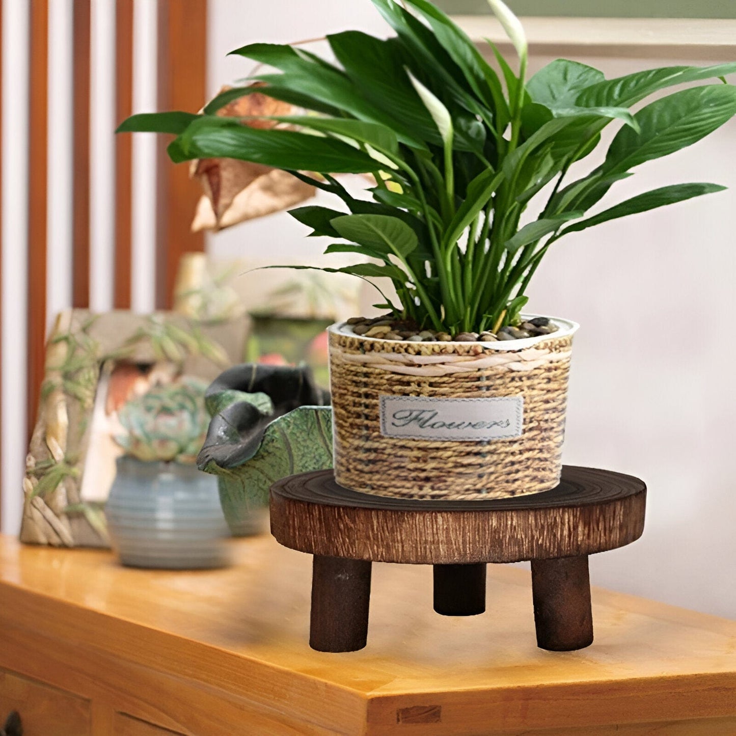 Wooden Plant Stand Stool