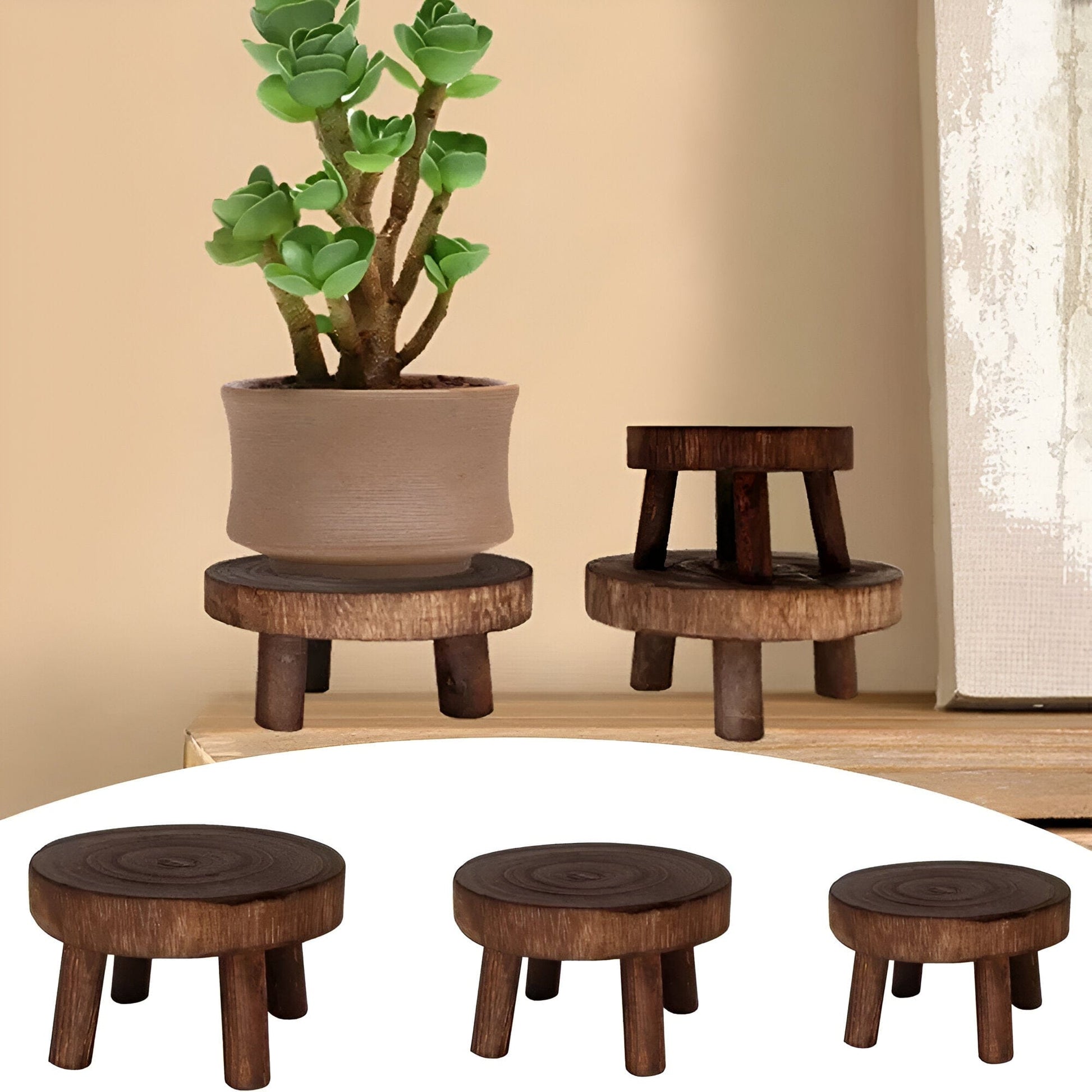 Wooden Plant Stand Stool