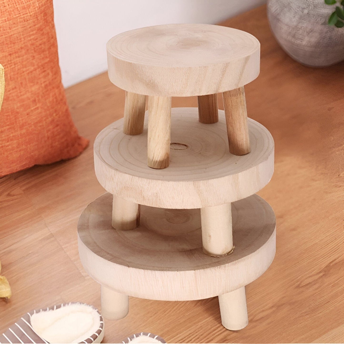 Wooden Plant Stand Stool