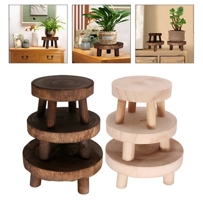 Wooden Plant Stand Stool