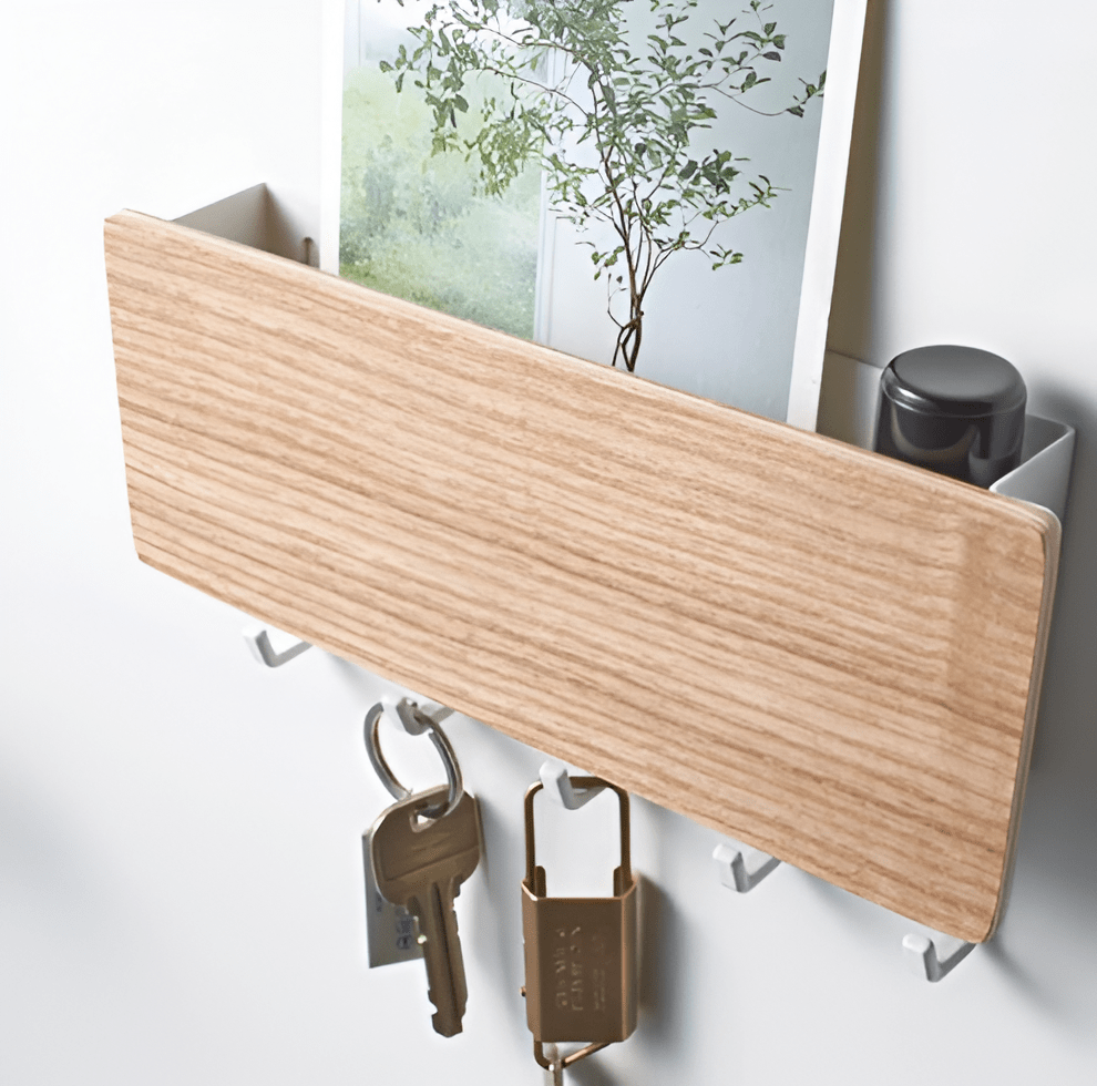 Wall-Mounted Wooden Storage Rack Key Hanzer