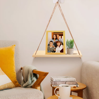 Wooden Rope Swing Wall-Mounted Shelf