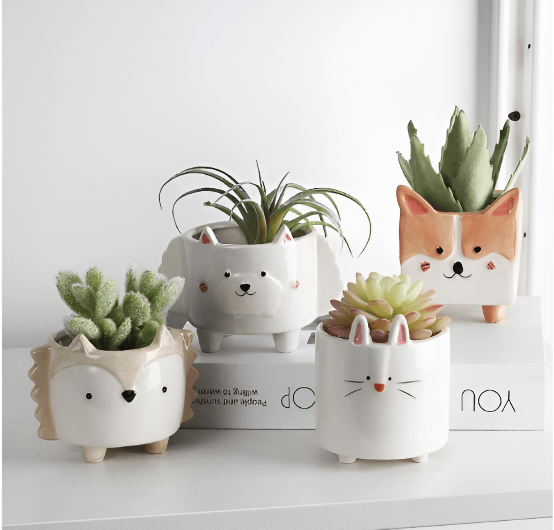 4-Piece Set Cute Animal Succulent Planter