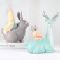 Rabbit With Girl Cute Animal Figurines Sculpture